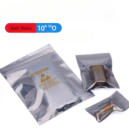 100Pcs Anti-Static Shielding Ziplock Bags ESD Safe Dustproof Packaging Pouches for Electronics DIY Projects Hard Disk Mainboard