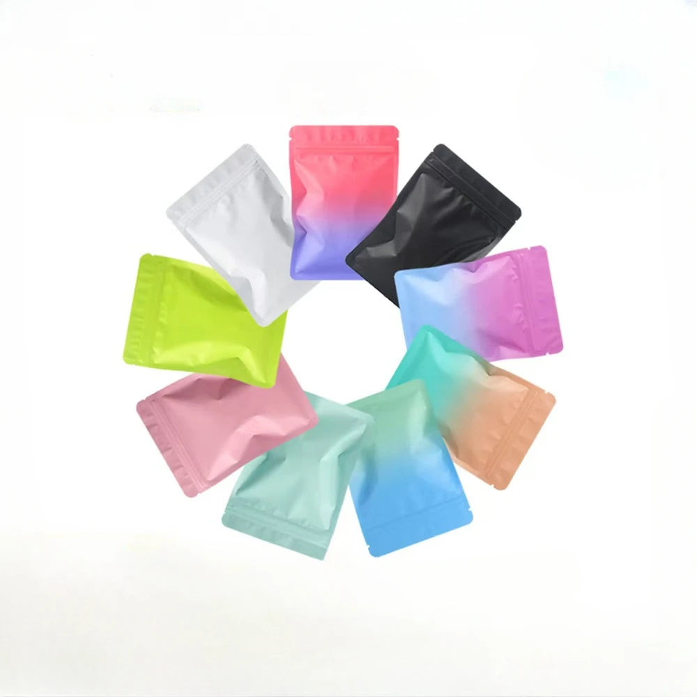100Pcs Double Sided Frosted Mylar Bags Waterproof Flat Bottom Aluminum Foil Zip Lock Bags for Food Storage Crafting