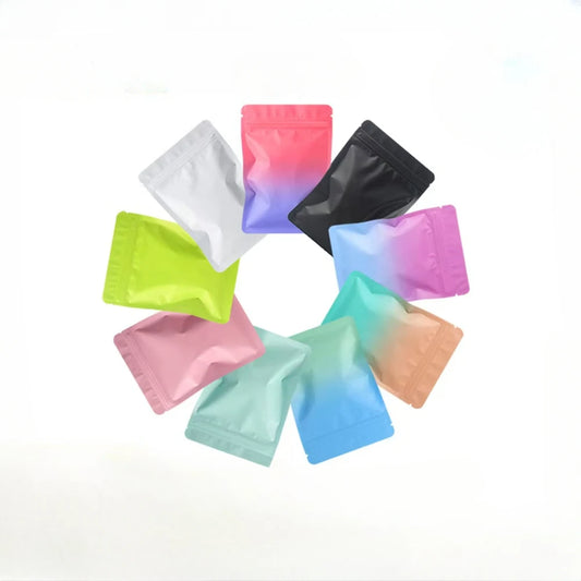 100Pcs Double Sided Frosted Mylar Bags Waterproof Flat Bottom Aluminum Foil Zip Lock Bags for Food Storage Crafting