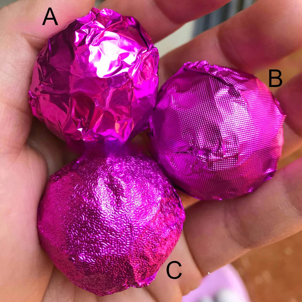 500Pcs Colored Aluminum Foil Paper Chocolate Candy Little Green Tea Glutinous Rice Egg Sesame Pill Pink Tin Paper