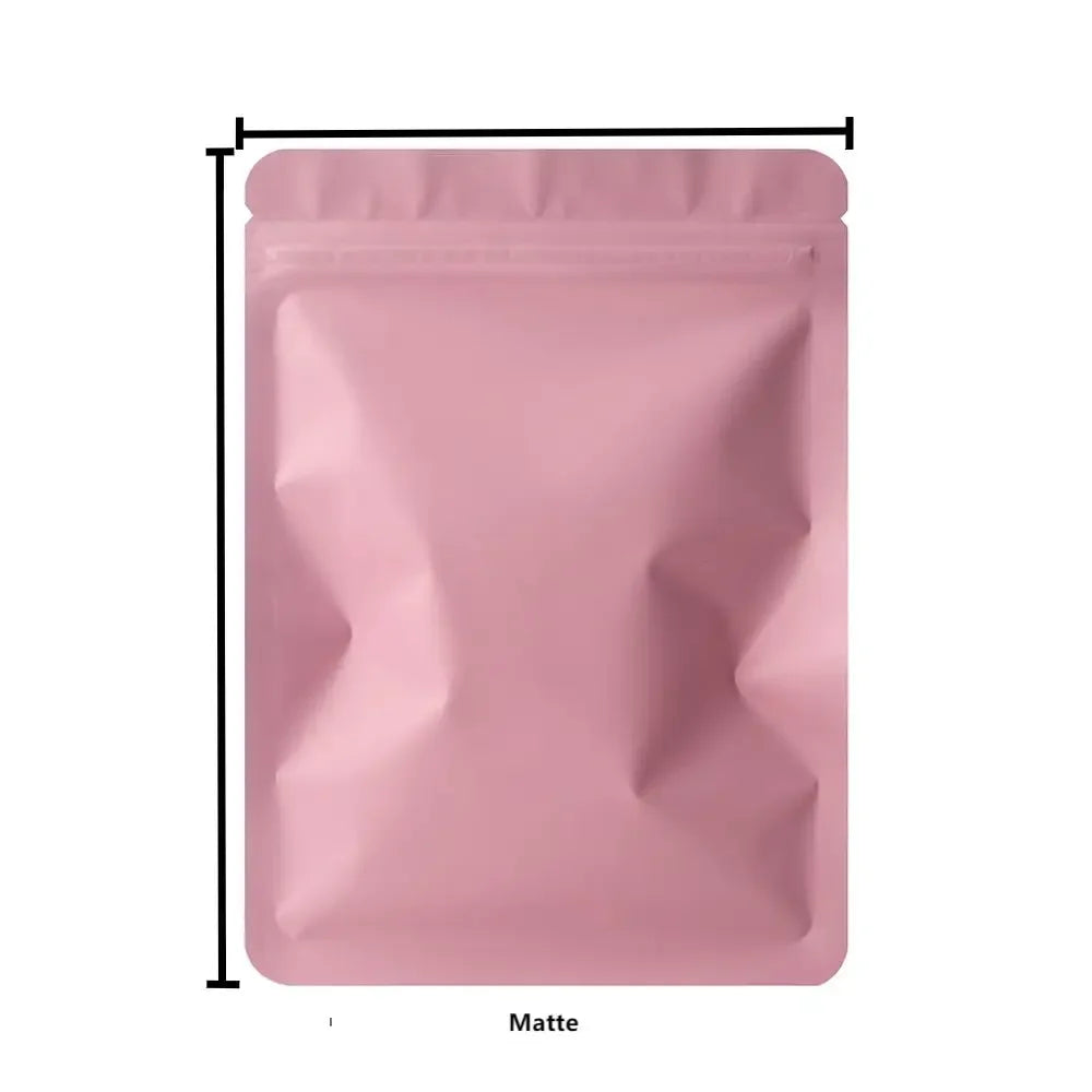 100Pcs Double Sided Frosted Mylar Bags Waterproof Flat Bottom Aluminum Foil Zip Lock Bags for Food Storage Crafting