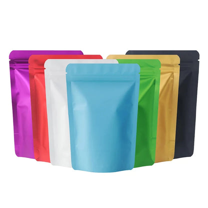 100Pcs Durable Moisture proof Zipper Seal Mylar Bags Vertical Matte Aluminum Food Storage Coffee Grocery Packaging Pouches