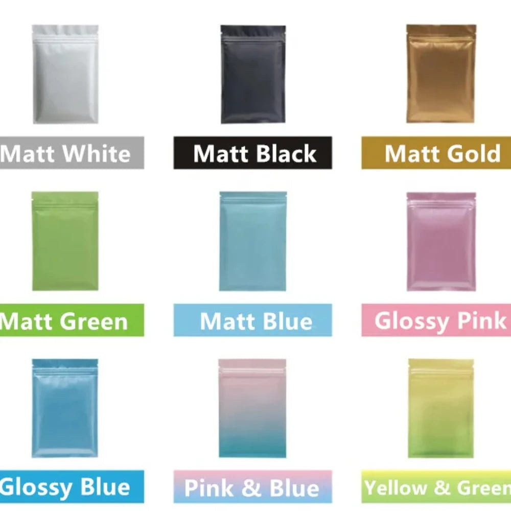 100 шт. многоразовых пакетов из толстой алюминиевой фольги с застежкой-молнией, плоские пакеты для хранения продуктов, закусок, ювелирных изделий, кофе, конфет, шоколада 