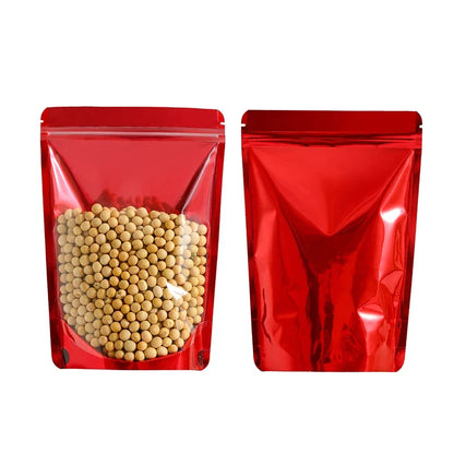 100Pcs Side Transparent Stand Up Pouch Moisture Proof Sealing Bags for Oats Biscuits Small Business Packaging Food Pouches