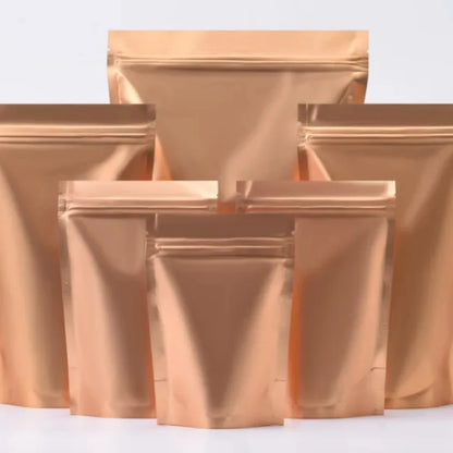 100Pcs Resealable Matte Aluminum Foil Ziplock Bags Stand Up Pouches for Coffee Snacks Tea Gifts Ideal for DIY Xmas Packaging