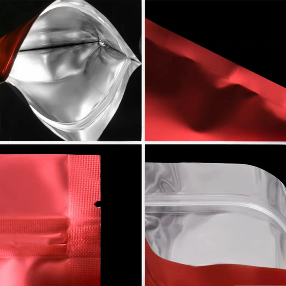 100 шт. матовых алюминиевых фольгированных пакетов с застежкой-молнией, многоразовые, матовые, для хранения кофе, закусок, специй, сахара, чая и зерен 