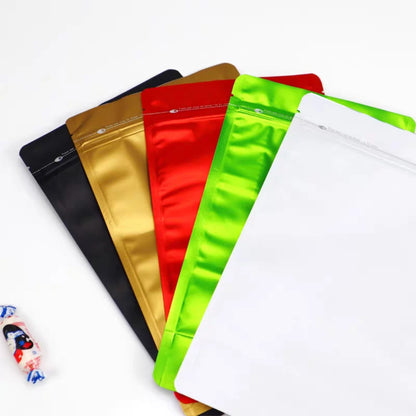 50 шт. многоразовых пакетов из алюминиевой фольги с застежкой-молнией, с прозрачным окошком для чая, кофе, закусок, конфет, термосвариваемых упаковок 