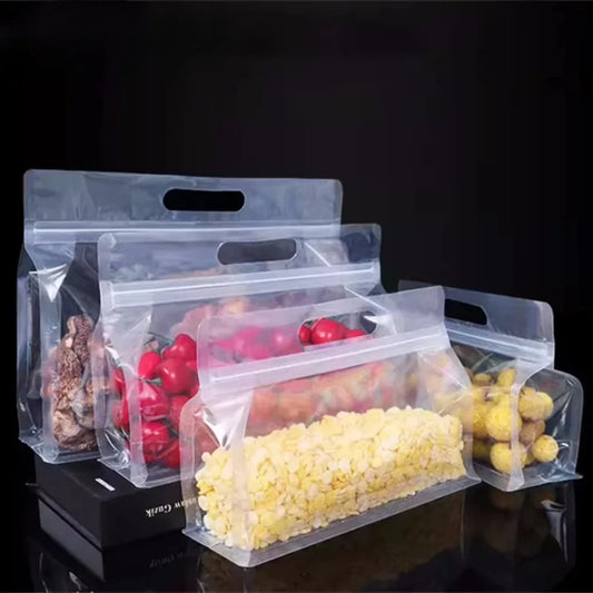 50Pcs Resealable Clear Plastic Ziplock Bags Hanging Hole Stand Up Pouches for Coffee Snacks Wedding Party Storage Packaging