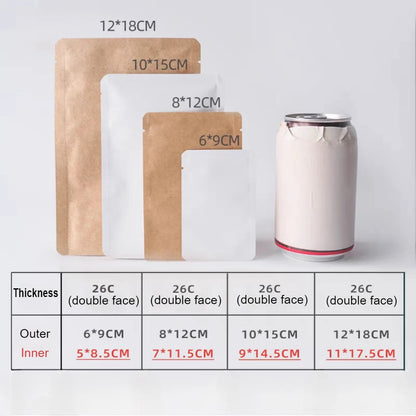 100 шт. крафт-бумажные пакеты с открытым верхом, термосвариваемые упаковочные пакеты для кофе, чая, специй, шоколада, конфет, мыла, экологически чистые 