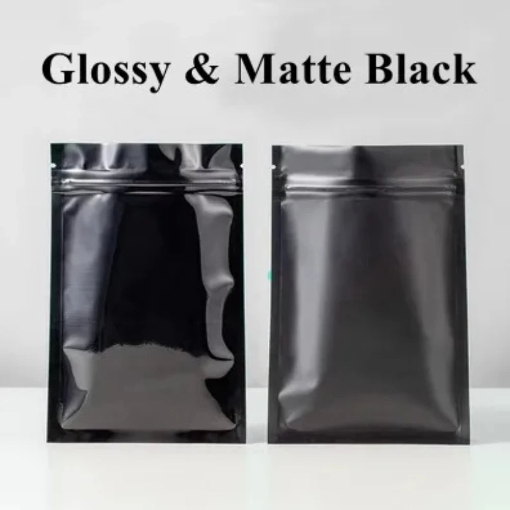 100 шт. многоразовых плоских глянцевых матовых алюминиевых фольгированных пакетов с застежкой-молнией, идеально подходящих для упаковки кофе, специй, семян, закусок, конфет и чая 