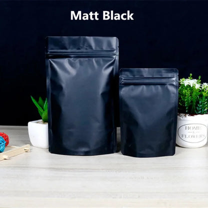 100Pcs Resealable Stand Up Matte Aluminum Foil Ziplock Bags Ideal for Coffee Beans Candy Snacks Xmas Gifts Packaging Pouches