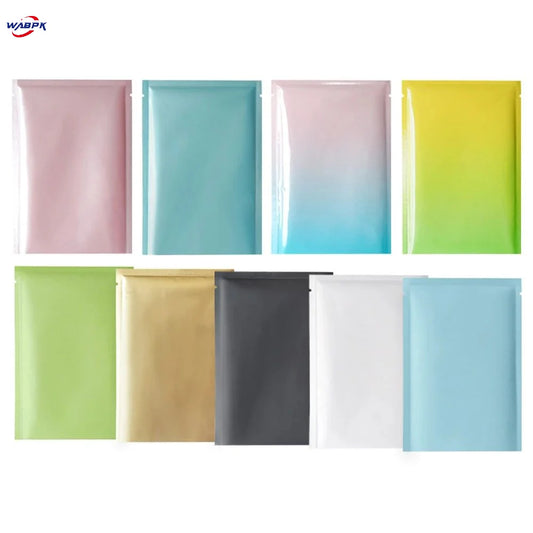 100Pcs Colorful Aluminum Foil Bag Open Top Tear Notch Food Candy Household Nut Snack Tea Recycable Storage Packaging Pouches