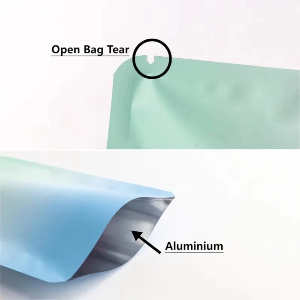 100Pcs Matte Gradient Self-Sealing Aluminium Foil Pouches for Tea Coffee Beans Durable Storage Bags Eco-Friendly Packaging