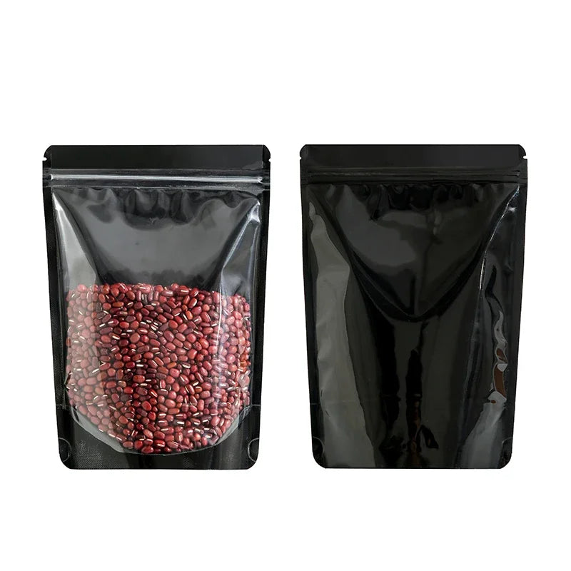 100Pcs Side Transparent Stand Up Pouch Moisture Proof Sealing Bags for Oats Biscuits Small Business Packaging Food Pouches