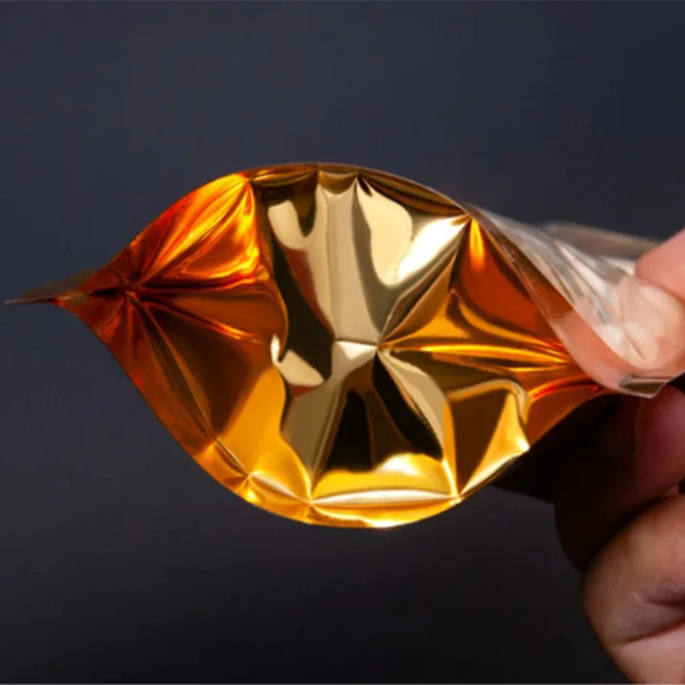 100Pcs Resealable Clear Gold Zip Lock Stand Up Bags Perfect for Storing Snacks Coffee Candy Dried Fruits Packaging Pouches