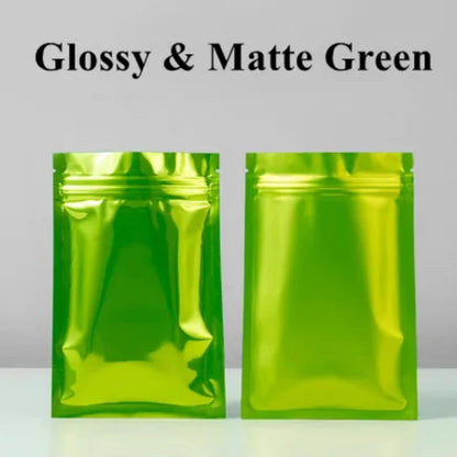 100 шт. многоразовых плоских глянцевых матовых алюминиевых фольгированных пакетов с застежкой-молнией, идеально подходящих для упаковки кофе, специй, семян, закусок, конфет и чая 