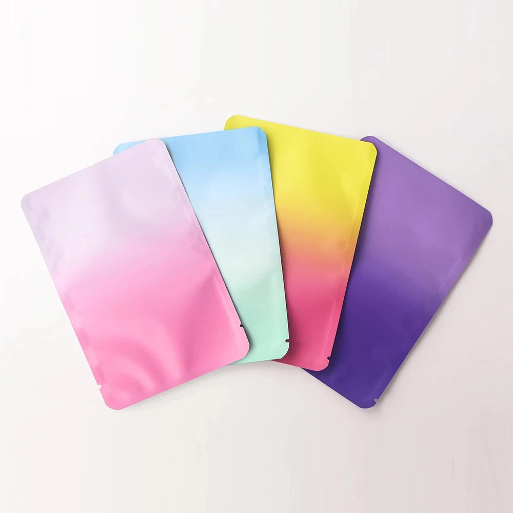 100Pcs Matte Gradient Self-Sealing Aluminium Foil Pouches for Tea Coffee Beans Durable Storage Bags Eco-Friendly Packaging