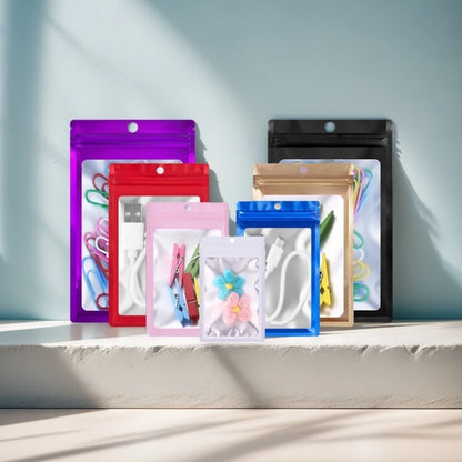 100 шт. цветной алюминиевой фольги, самозапечатывающийся пакет, матовый чехол с окошком на молнии для цифрового телефона, образцы ювелирных изделий, упаковка для еды и бобов 