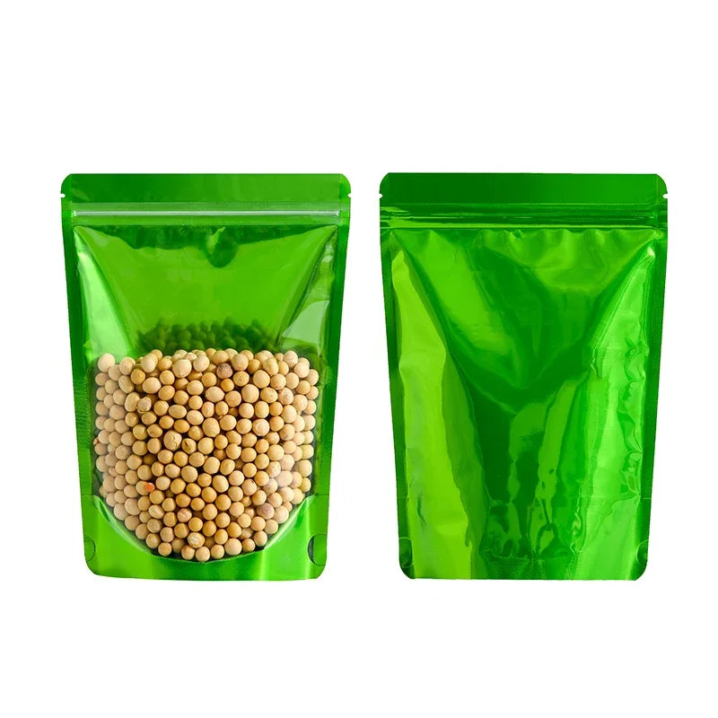 100Pcs Side Transparent Stand Up Pouch Moisture Proof Sealing Bags for Oats Biscuits Small Business Packaging Food Pouches