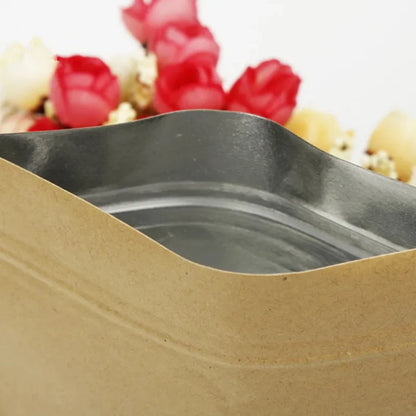 100 шт. плоских подарочных пакетов из крафт-бумаги с застежкой-молнией, экологичных многоразовых пакетов для орехов, специй, кофе, шоколада 