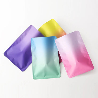 100Pcs Matte Gradient Self-Sealing Aluminium Foil Pouches for Tea Coffee Beans Durable Storage Bags Eco-Friendly Packaging