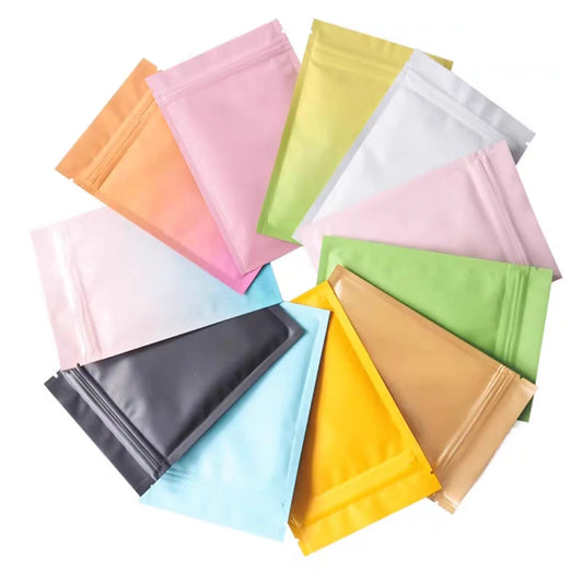 100Pcs Resealable Thick Aluminum Foil Ziplock Bags Flat Food Storage Pouches for Snacks Jewelry Coffee Candy Chocolate Packing