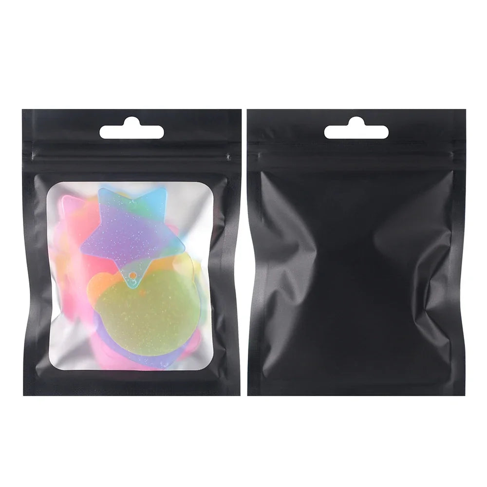 100 шт. матовой алюминиевой фольги прозрачные цветные рамки самозапечатывающиеся пакеты водонепроницаемые многоразовые подарочные пакеты с застежкой-молнией для ювелирных изделий 