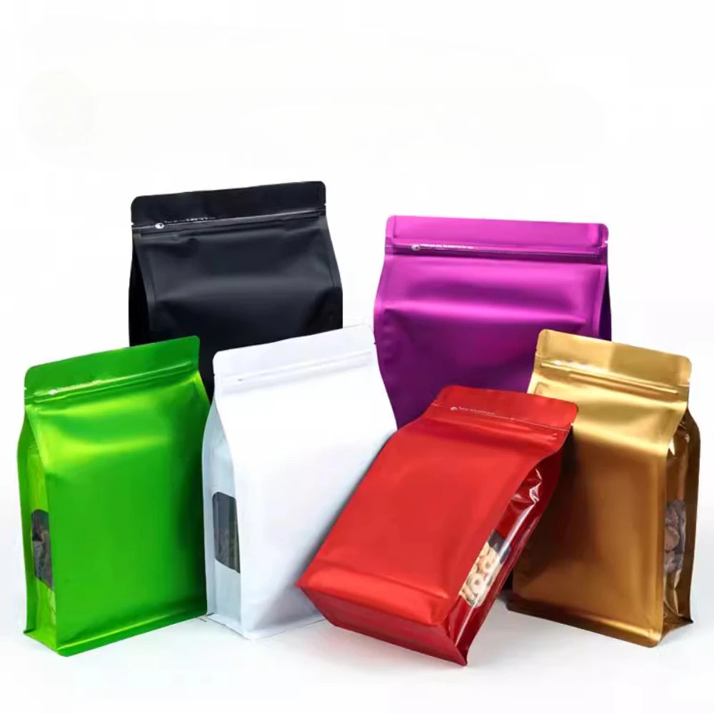 50Pcs Colorful Eight Sided Self Sealing Bag Zip Lock Thickened Tea Cat Dog Food Feed Sealed Aluminum Foil Packaging Pouches