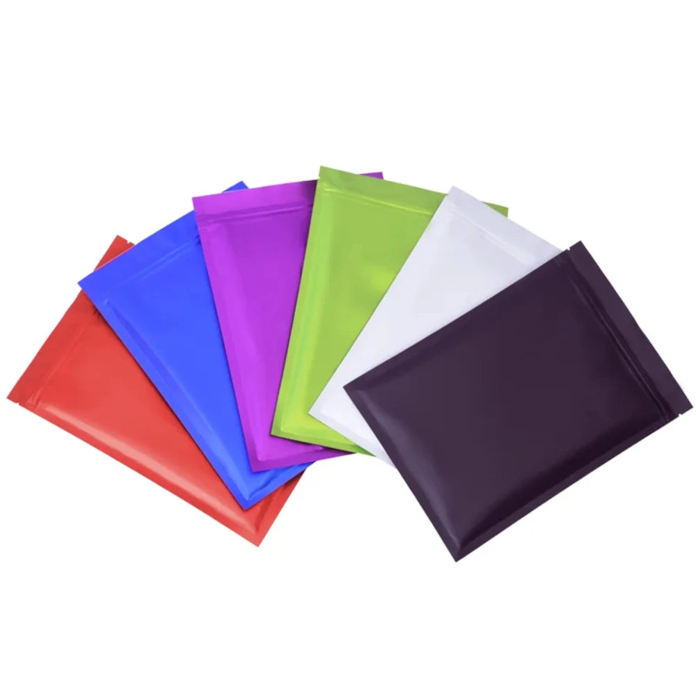 100 шт. матовых алюминиевых фольгированных пакетов с застежкой-молнией, многоразовые, матовые, для хранения кофе, закусок, специй, сахара, чая и зерен 