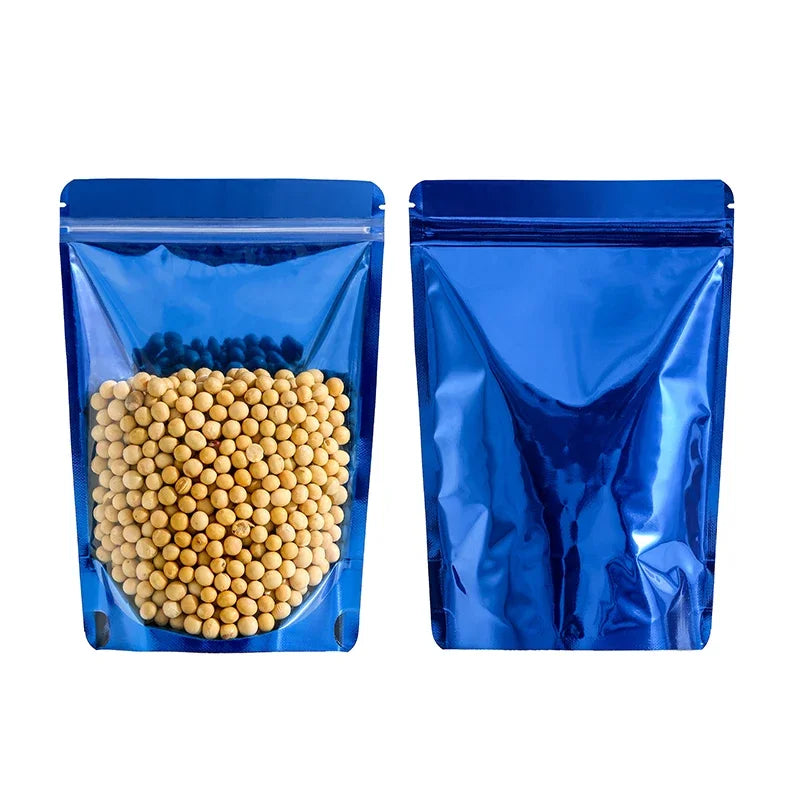 100Pcs Side Transparent Stand Up Pouch Moisture Proof Sealing Bags for Oats Biscuits Small Business Packaging Food Pouches