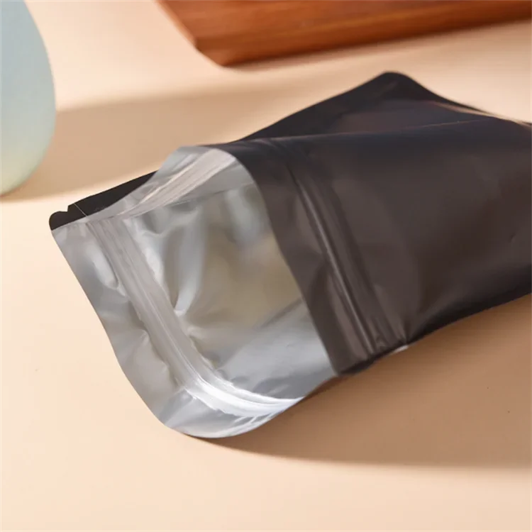 100PCS Matte Black Aluminum Foil Ziplock Packaging Bag Resealable Snack Coffee Sugar Beaf Biscuit Candy Tea Gift Storage Pouches