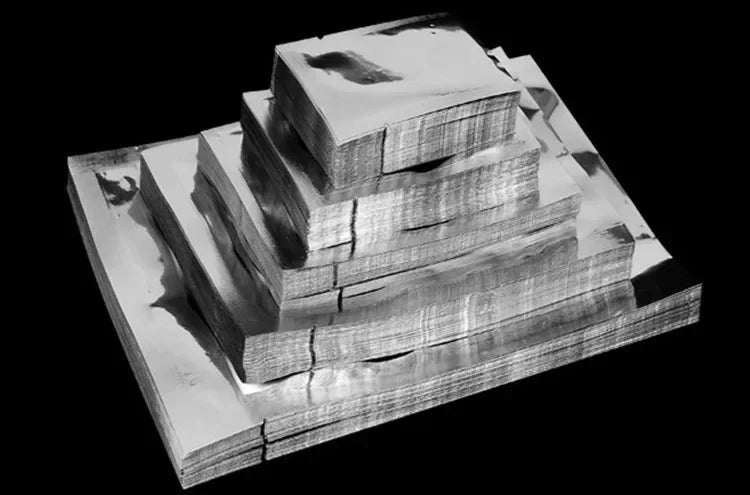 100PCS Glossy Silver Open Top Aluminum Foil Bag Heat Sealing Meat Beaf Chocolate Ground Coffee Powder Vacuum Storage Pouches