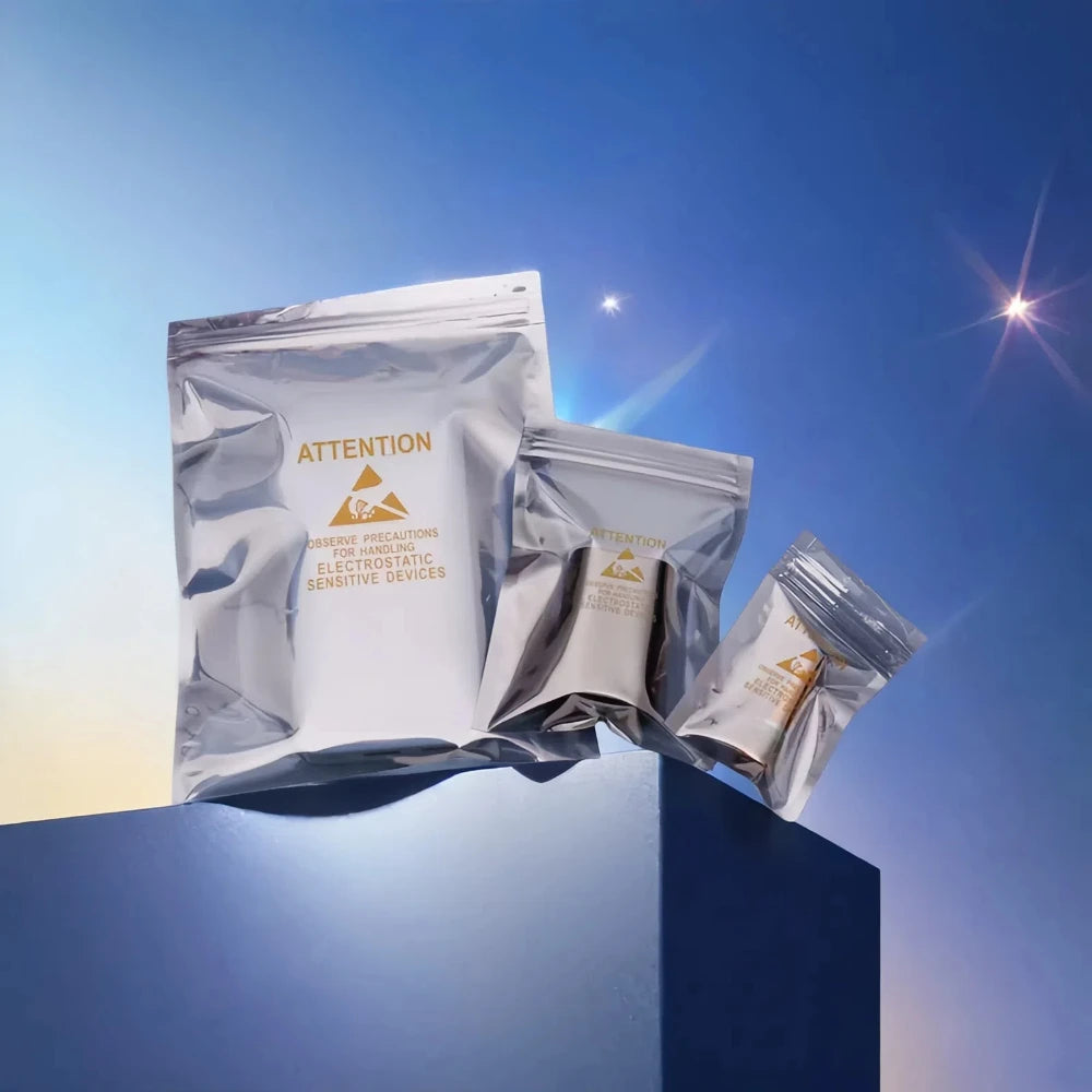 100Pcs Anti-Static Shielding Ziplock Bags ESD Safe Dustproof Packaging Pouches for Electronics DIY Projects Hard Disk Mainboard