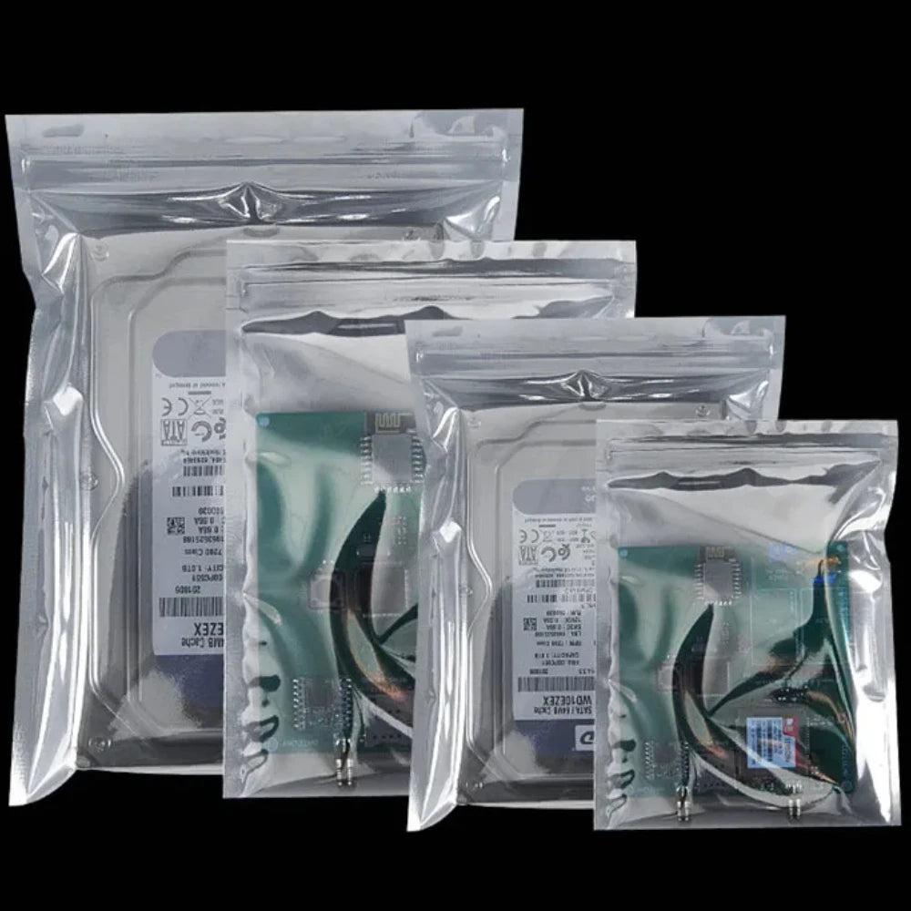 100 шт. ESD антистатические экранирующие пакеты с застежкой-молнией, многоразовые пакеты для электронных чипов, аккумуляторов, аксессуаров для жестких дисков USB 