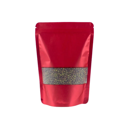 Colored Aluminum Foil Bag Matte Window Stand Up Plated Self Sealing Frosted Food Packaging Candy Snack Sealed Pouches