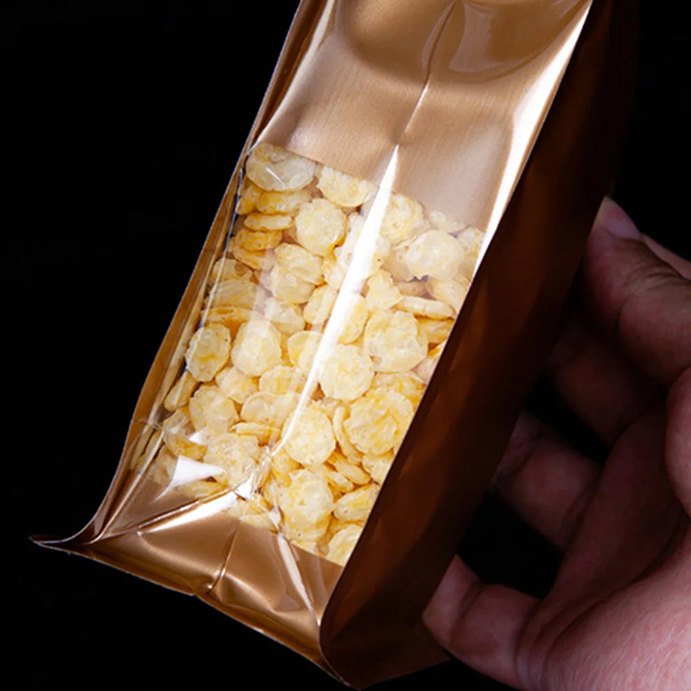 50Pcs/Lot Colorful Zip Lock Aluminum Mylar Foil Stand Up Bag with Clear Window Food Snack Candy Tea Coffee Bean Packing Pouches