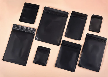 100PCS Matte Black Aluminum Foil Ziplock Packaging Bag Resealable Snack Coffee Sugar Beaf Biscuit Candy Tea Gift Storage Pouches