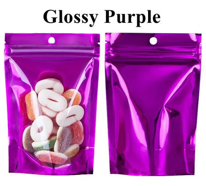 100Pcs Clear Resealable Ziplock Bags Hang Hole Stand Up Plastic Pouches for Wedding Snacks Coffee Candy Spice Storage Packaging