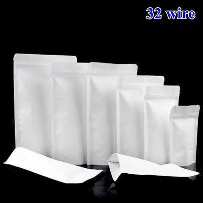 50Pcs White Paper Stand Up Ziplock Mylar Bags Heat Sealing Pouches for Coffee Snacks Spices Tea Dates Ideal Storage Solution