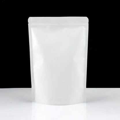 50Pcs White Paper Stand Up Ziplock Mylar Bags Heat Sealing Pouches for Coffee Snacks Spices Tea Dates Ideal Storage Solution