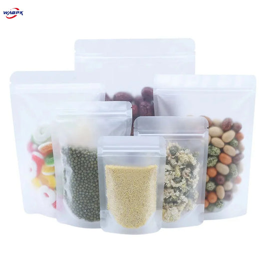100Pcs/Lot Matte Plastic Zip Lock Stand Up Bag Tear Notch Frosted Zipper Doypack Food Ground Coffee Tea Snack Storage Pouches
