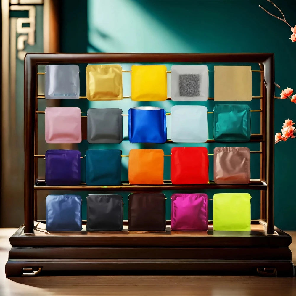 100Pcs Open Top Aluminum Foil Bags 2g-15g Tea Heat Sealing Pouches for Coffee Herbs Sugar Shampoo Powder Salt Packaging