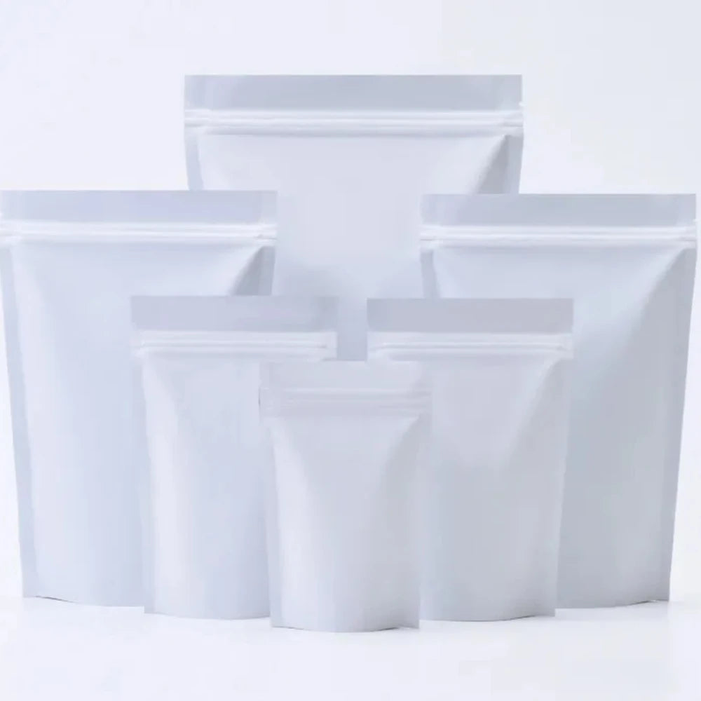 100Pcs Resealable Matte Aluminum Foil Ziplock Bags Stand Up Pouches for Coffee Snacks Tea Gifts Ideal for DIY Xmas Packaging