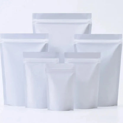 100Pcs Resealable Matte Aluminum Foil Ziplock Bags Stand Up Pouches for Coffee Snacks Tea Gifts Ideal for DIY Xmas Packaging