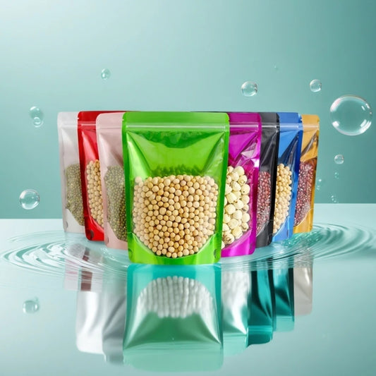 100Pcs Side Transparent Stand Up Pouch Moisture Proof Sealing Bags for Oats Biscuits Small Business Packaging Food Pouches