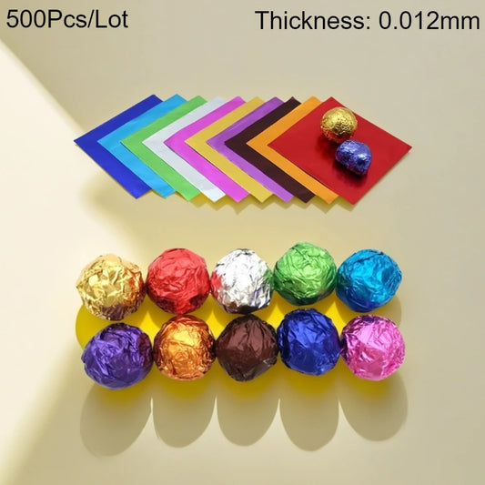 500Pcs Colored Aluminum Foil Paper Chocolate Candy Little Green Tea Glutinous Rice Egg Sesame Pill Pink Tin Paper