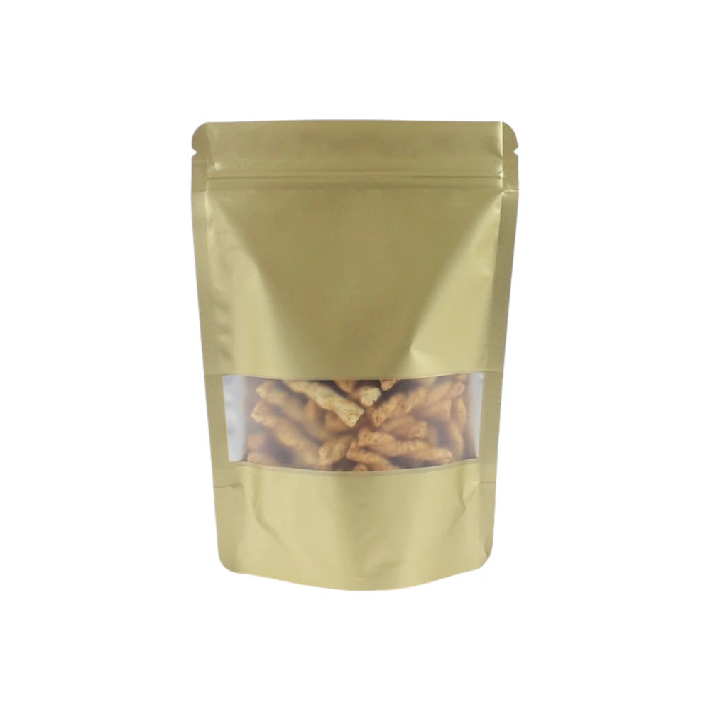 Colored Aluminum Foil Bag Matte Window Stand Up Plated Self Sealing Frosted Food Packaging Candy Snack Sealed Pouches