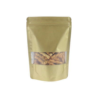 Colored Aluminum Foil Bag Matte Window Stand Up Plated Self Sealing Frosted Food Packaging Candy Snack Sealed Pouches