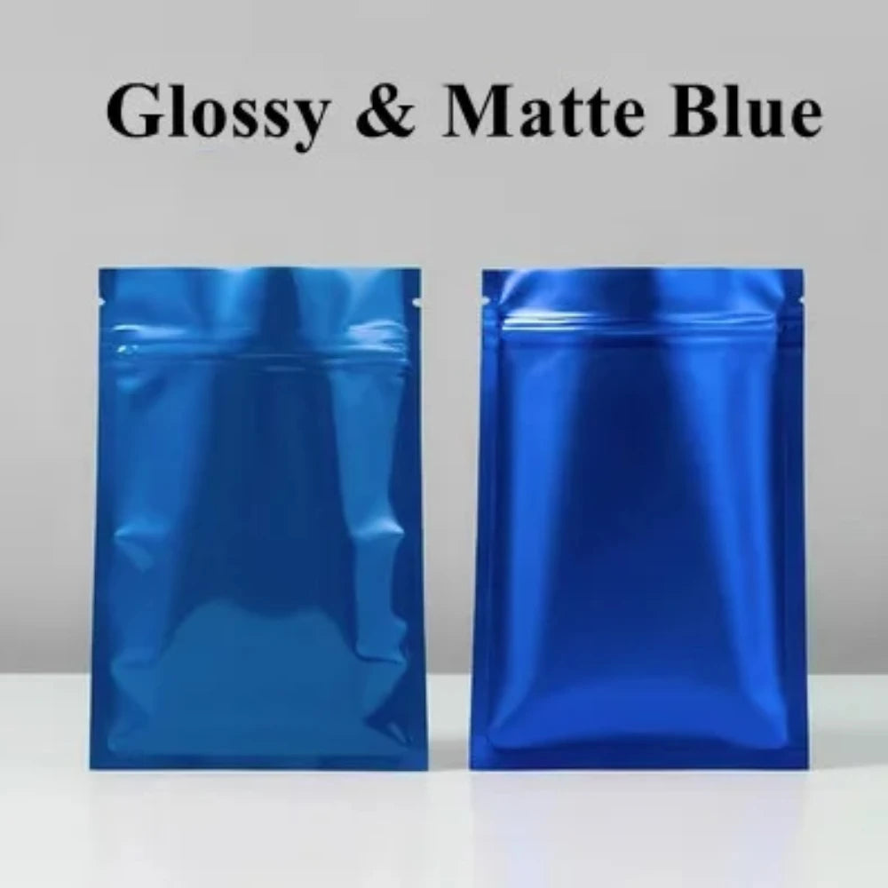 100 шт. многоразовых плоских глянцевых матовых алюминиевых фольгированных пакетов с застежкой-молнией, идеально подходящих для упаковки кофе, специй, семян, закусок, конфет и чая 