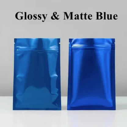 100 шт. многоразовых плоских глянцевых матовых алюминиевых фольгированных пакетов с застежкой-молнией, идеально подходящих для упаковки кофе, специй, семян, закусок, конфет и чая 